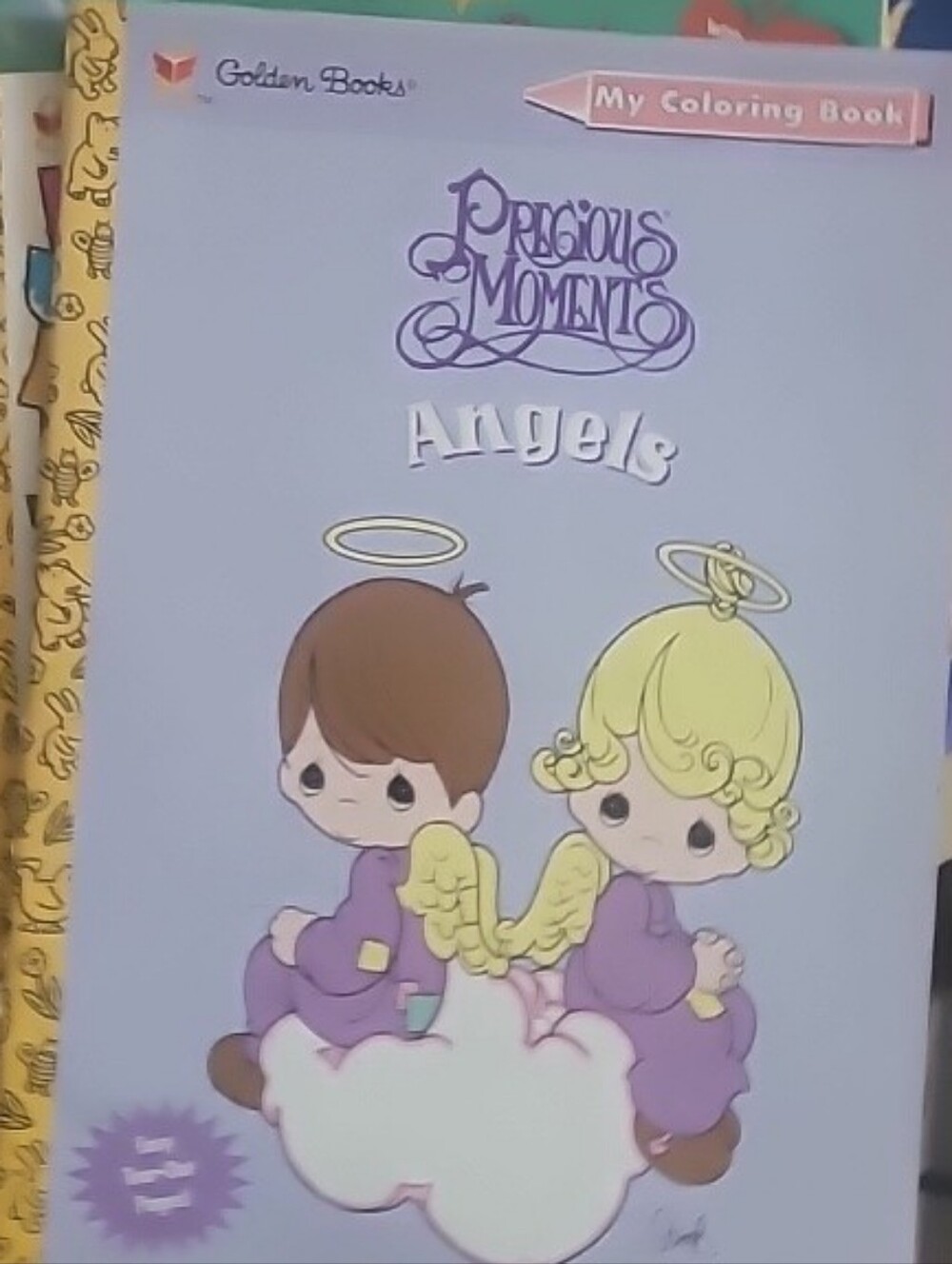 Precious Moments Golden Books Angels Coloring Book - Light Purple Cover Vintage